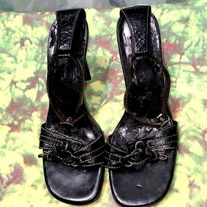 DAVID AARON BLK PLATFORM SANDALS SZ 8 1/2